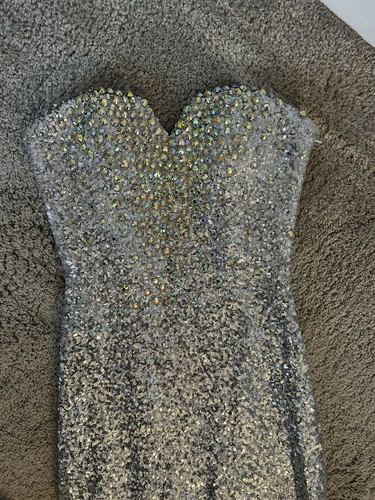 Silver sequin ball gown - sequin, la