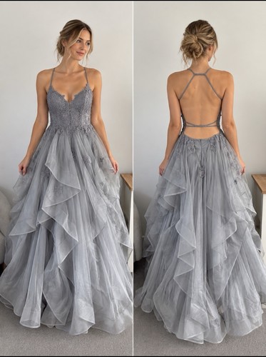 Femme grey silver ball gown - la,